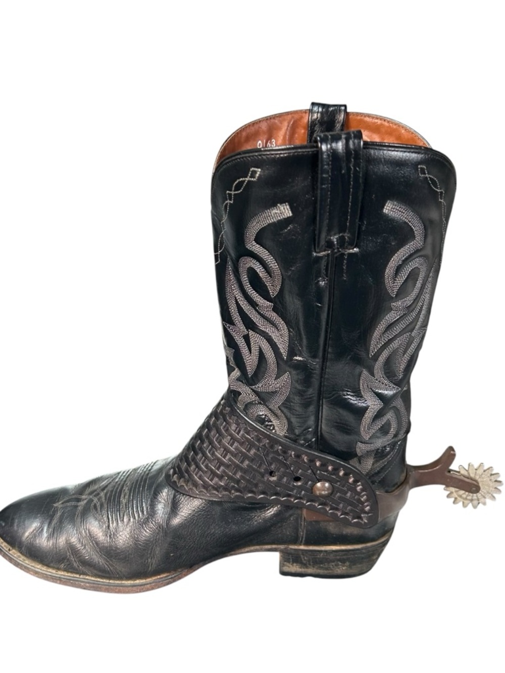 Dan Post Western Cowboy Roper Rodeo Black Leather Boots Mens 13 E Spurs Straps - Picture 6 of 14